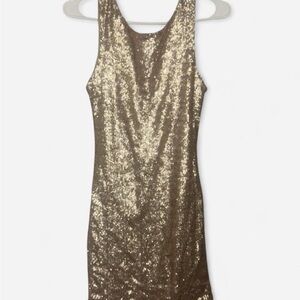 Crystal Doll Gold Sequin Backless Dress